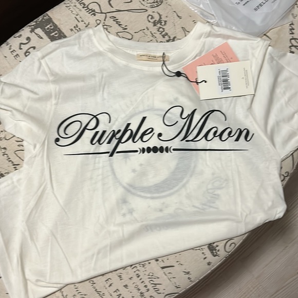Spell & the Gypsy  Purple Moon Organic Boyfriend Tee Off White NWT Small - Picture 3 of 8